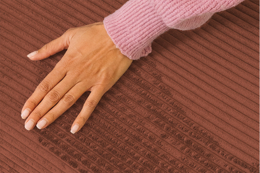 Canapé d'angle 6 places - 2 modules convertibles : Canapé 3 places + Méridienne - Velours côtelé Terracotta