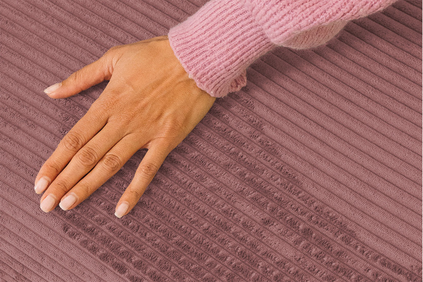 Housse Pouf convertible - Tissu velours côtelé rose