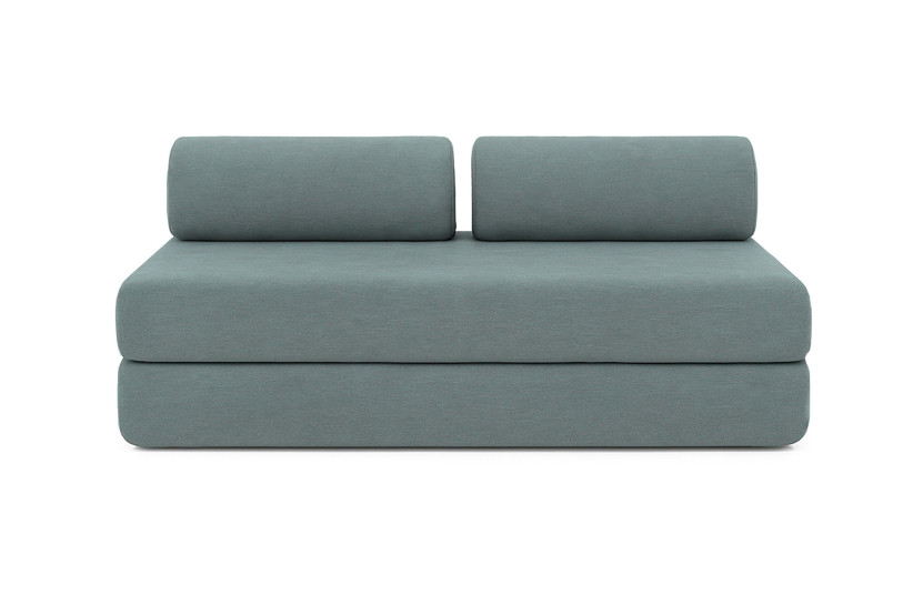 Canapé d'angle 6 places - 3 modules convertibles : Canapé 3 places + Fauteuil + Pouf - Tissu lisse Vert