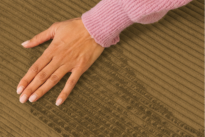 Canapé d'angle 4 places - 2 modules convertibles : Canapé 3 places + Pouf - Velours côtelé Jaune