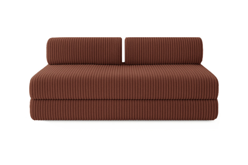 Canapé d'angle 6 places - 3 modules convertibles : Canapé 3 places + Fauteuil + Pouf - Velours côtelé XL Terracotta