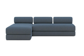 Canapé d'angle 6 places - 2 modules convertibles : Canapé 3 places + Méridienne - Tissu lisse Bleu