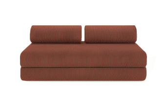 Canapé 3 places convertible et modulable - Velours côtelé Terracotta