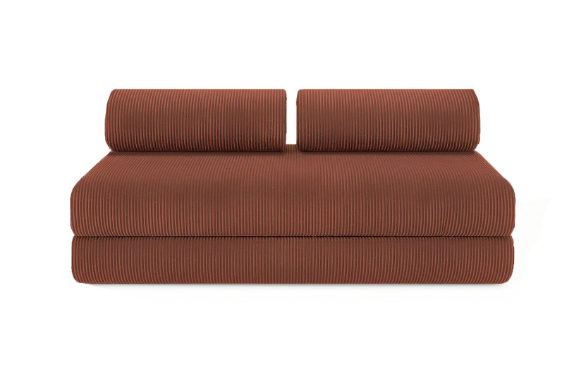 Canapé 3 places convertible et modulable - Velours côtelé Terracotta