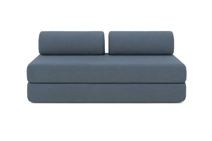 Canapé d'angle 6 places - 3 modules convertibles : Canapé 3 places + Fauteuil + Pouf - Tissu lisse Bleu