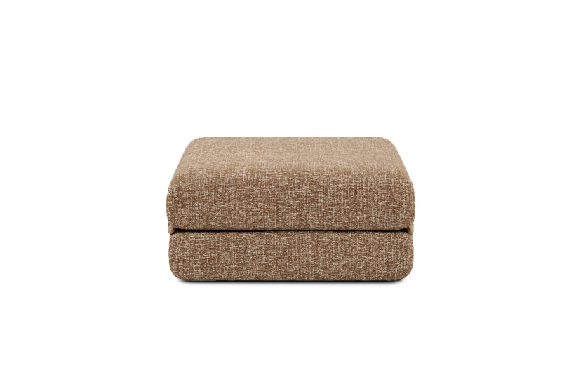 Housse Pouf convertible - Tissu tweed marron