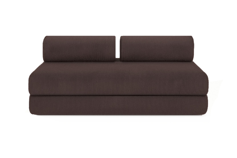 Canapé d'angle 6 places - 3 modules convertibles : Canapé 3 places + Fauteuil + Pouf - Velours côtelé Marron