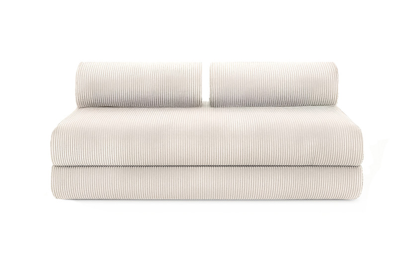 Canapé d'angle 6 places - 2 modules convertibles : Canapé 3 places + Méridienne - Velours côtelé Blanc