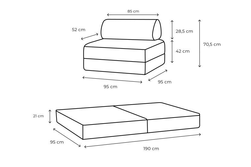 Fauteuil convertible et modulable - Tissu extérieur Beige clair