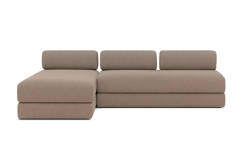 Canapé d'angle 6 places - 2 modules convertibles : Canapé 3 places + Méridienne - Tissu lisse Marron