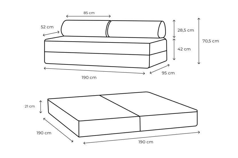 Canapé 3 places convertible et modulable - Tissu lisse Taupe