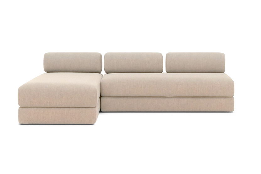 Canapé d'angle 6 places - 2 modules convertibles : Canapé 3 places + Méridienne - Tissu lisse Beige