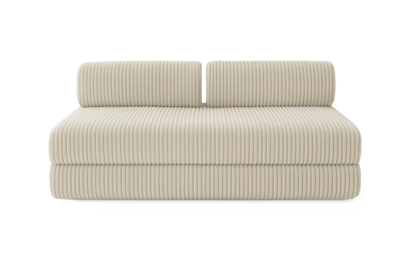 Canapé d'angle 4 places - 2 modules convertibles : Canapé 3 places + Pouf - Velours côtelé XL Beige