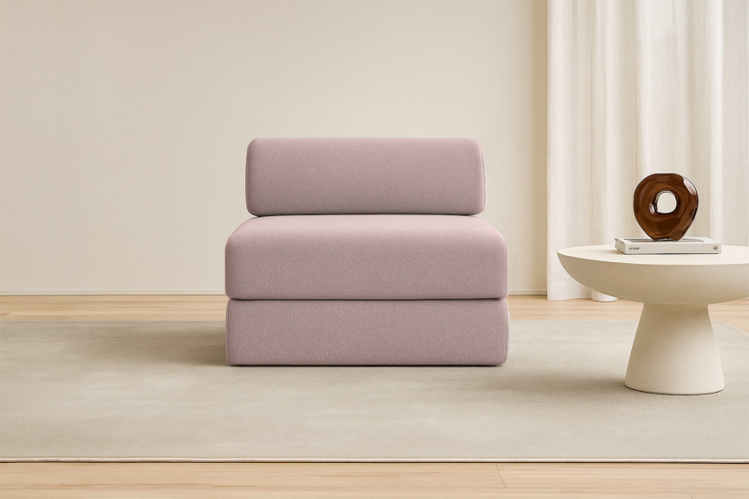 Fauteuil convertible et modulable - Tissu lisse Rose