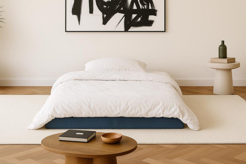 Canapé 2 places convertible et modulable - Velours côtelé Bleu