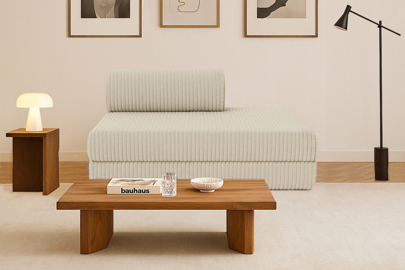 Canapé 2 places convertible et modulable - Velours côtelé XL Beige