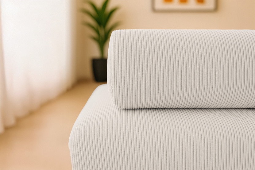 Canapé 5 places - 2 modules convertibles : Canapé 3 places + Canapé 2 places - Velours côtelé Blanc