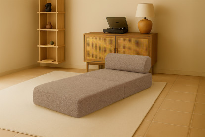 Fauteuil convertible et modulable - Tissu tweed Marron