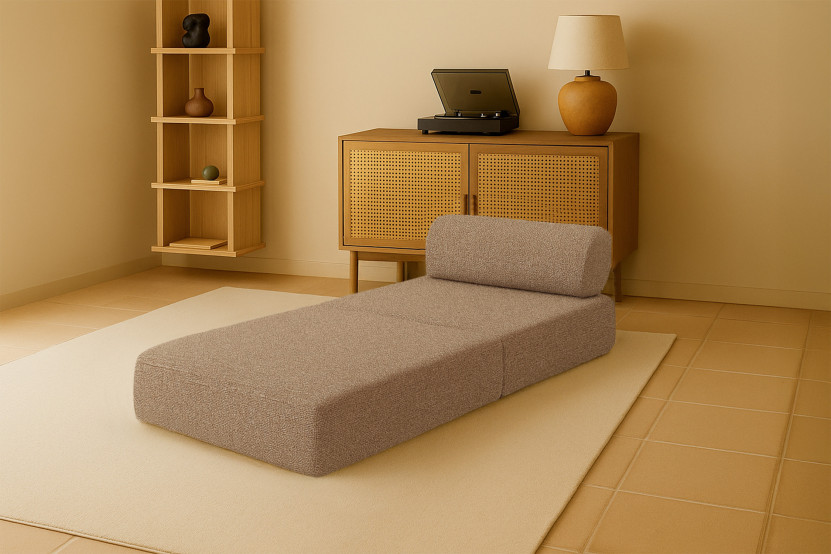 Fauteuil convertible et modulable - Tissu tweed Marron