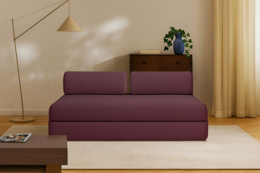 Canapé 3 places convertible et modulable - Tissu lisse Rouge