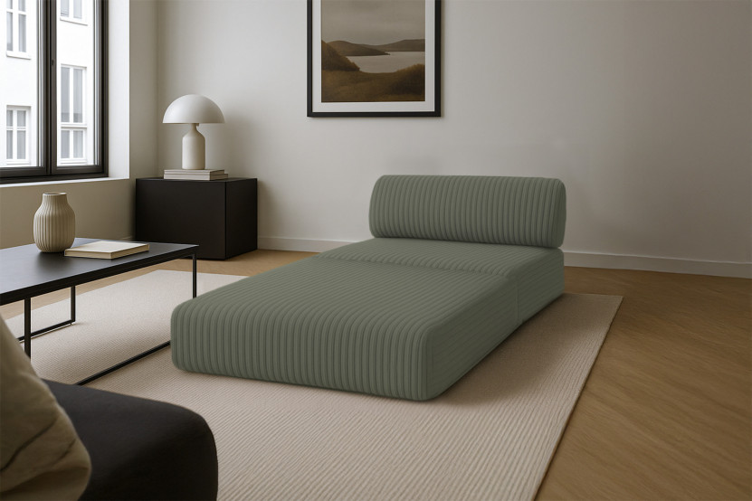 Fauteuil convertible et modulable - Velours côtelé XL Vert