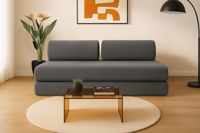 Canapé 3 places convertible et modulable - Velours côtelé Gris