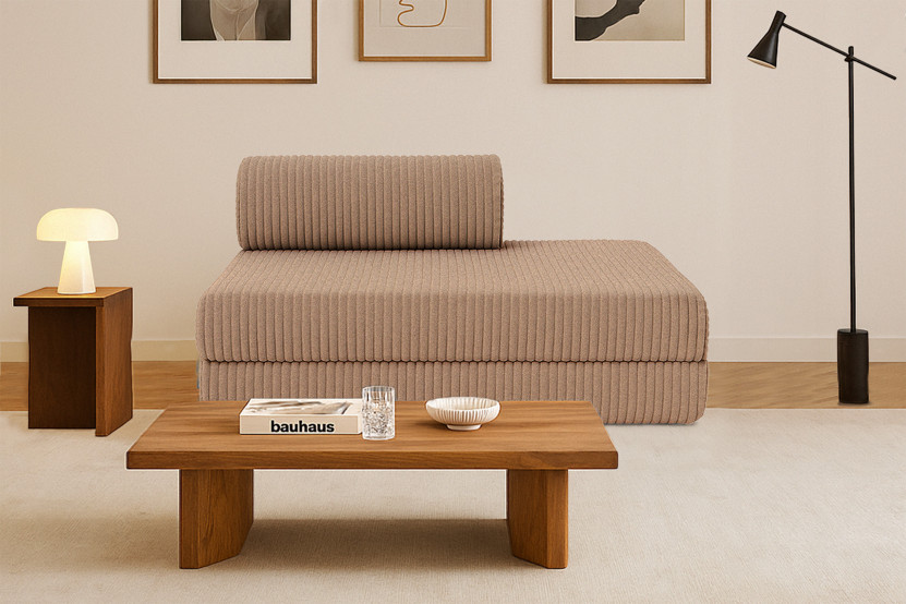 Canapé 2 places convertible et modulable - Velours côtelé XL Marron