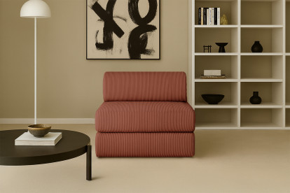 Fauteuil convertible et modulable - Velours côtelé Terracotta