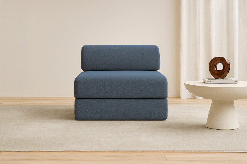 Fauteuil convertible et modulable - Tissu lisse Bleu