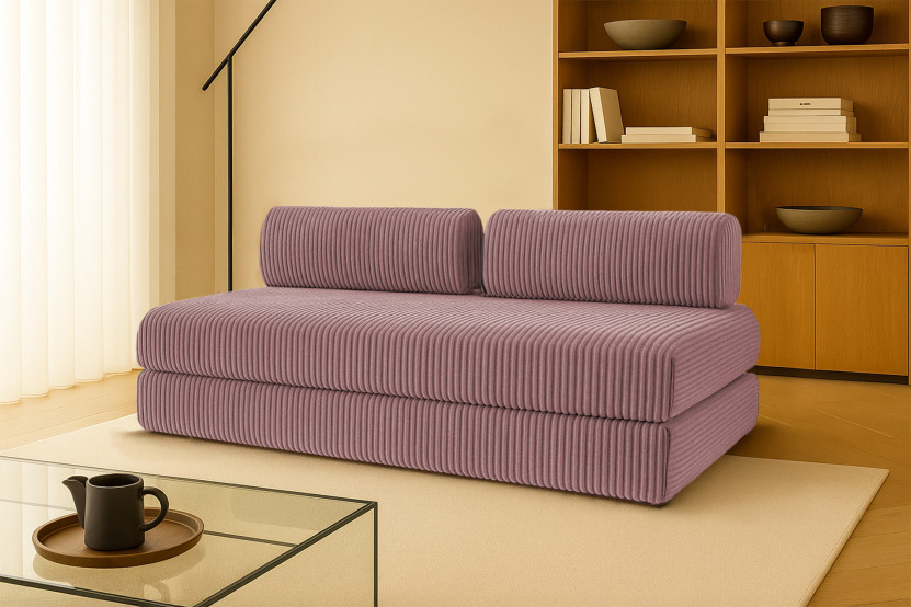 Canapé 3 places convertible et modulable - Velours côtelé XL Rose