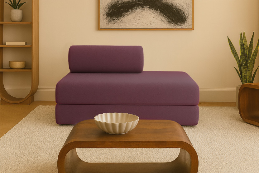 Canapé 2 places convertible et modulable - Tissu lisse Rouge