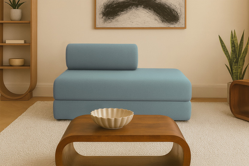 Canapé 2 places convertible et modulable - Tissu lisse Vert