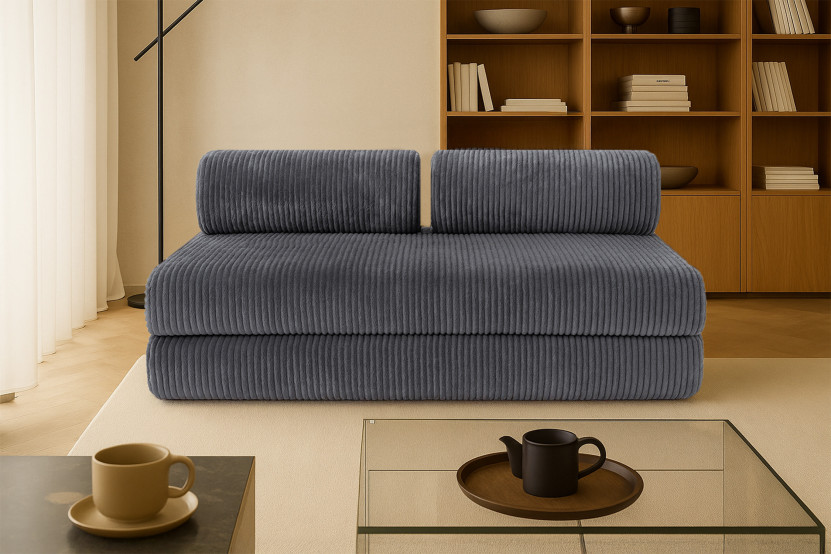 Canapé 3 places convertible et modulable - Velours côtelé XL Gris