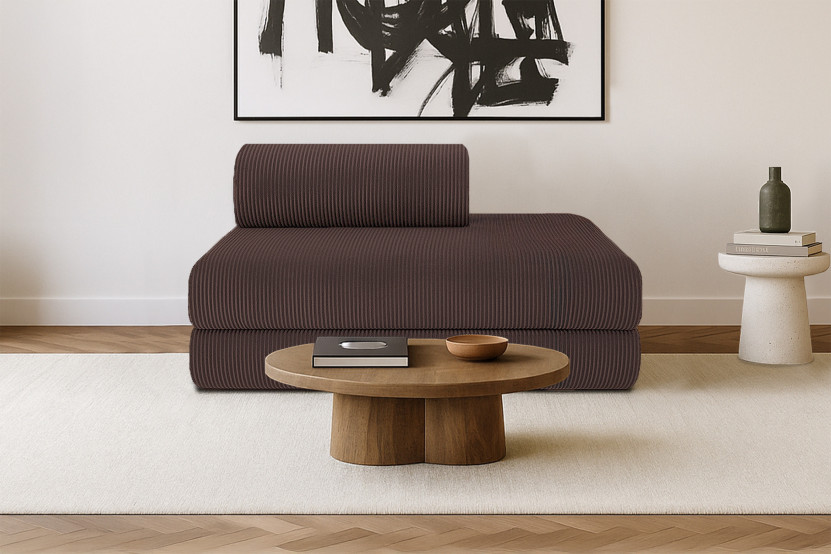 Canapé 2 places convertible et modulable - Velours côtelé Marron