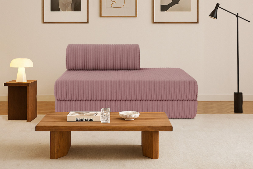 Canapé 2 places convertible et modulable - Velours côtelé XL Rose