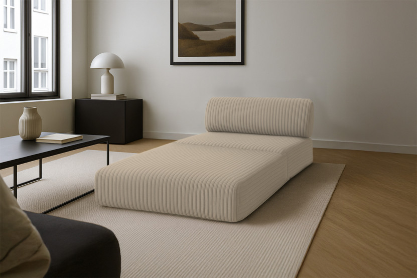 Fauteuil convertible et modulable - Velours côtelé XL Taupe