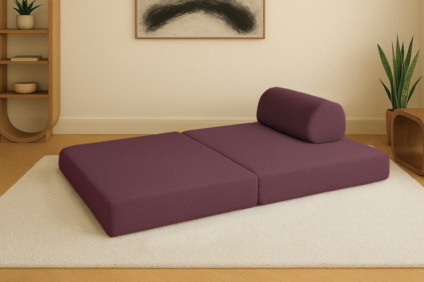 Canapé 2 places convertible et modulable - Tissu lisse Rouge