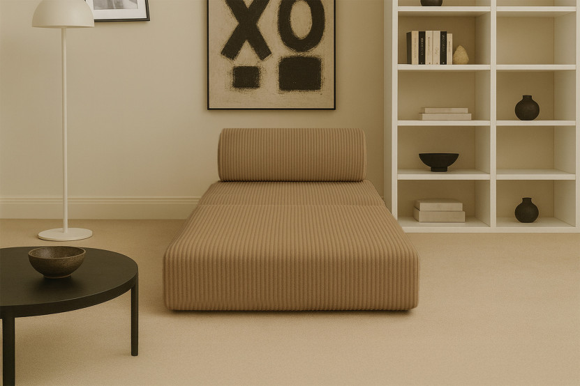 Fauteuil convertible et modulable - Velours côtelé Jaune