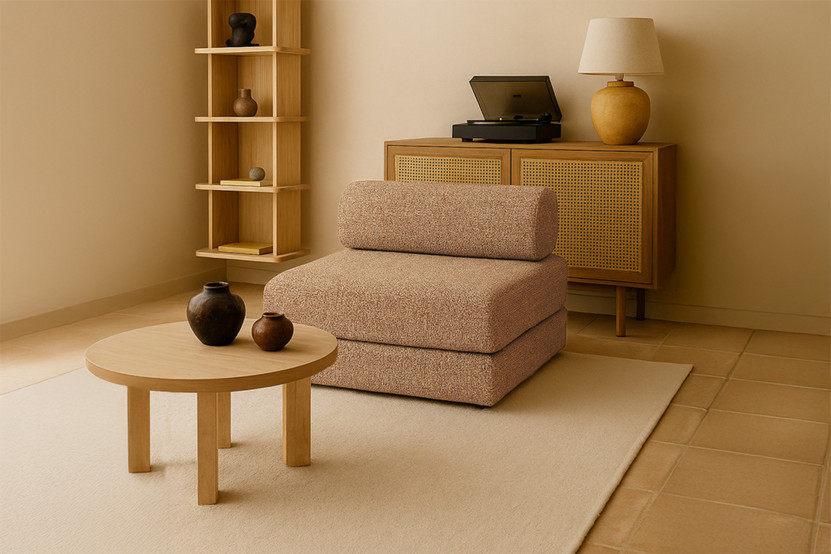 Fauteuil convertible et modulable - Tissu tweed Marron