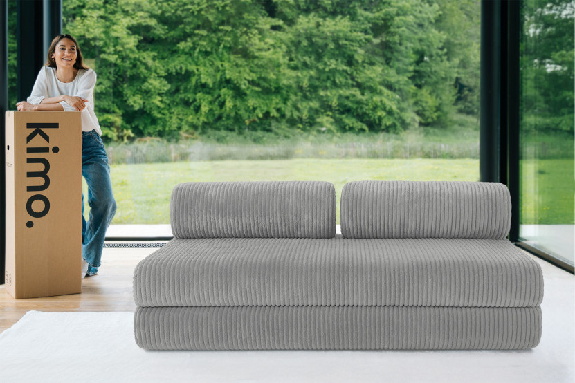 Canapé 3 places convertible et modulable - Velours côtelé XL Gris clair