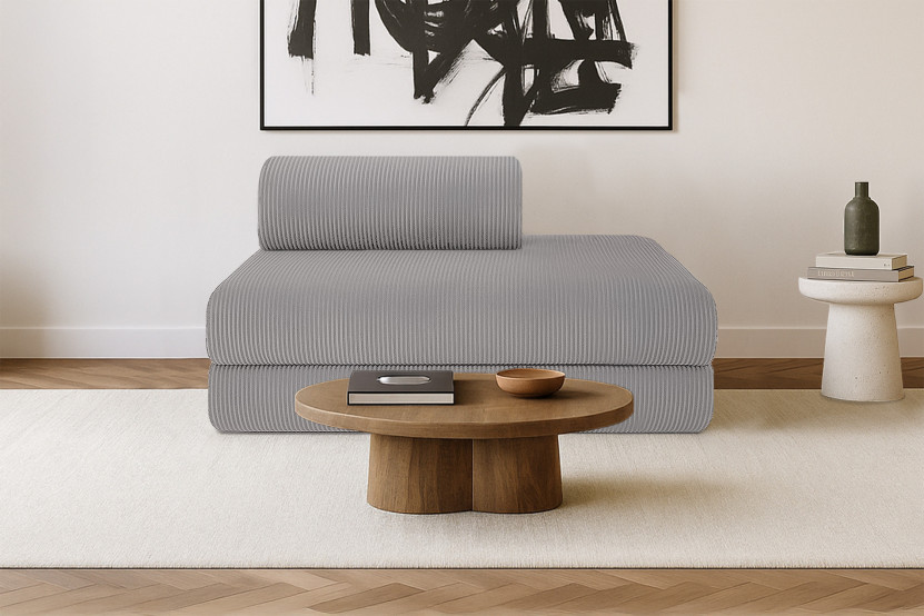 Canapé 2 places convertible et modulable - Velours côtelé Gris clair