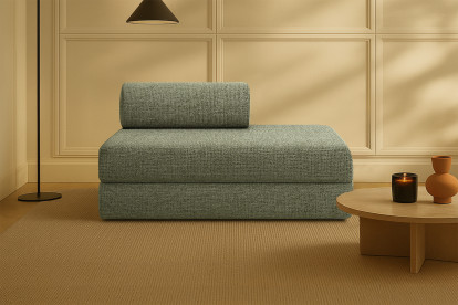 Canapé 2 places convertible et modulable - Tissu tweed Vert