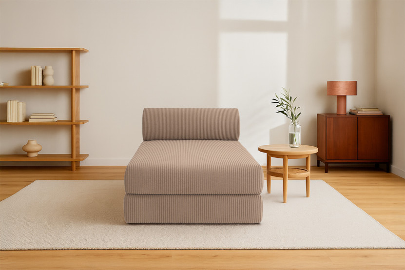 Méridienne convertible et modulable - Velours côtelé Taupe