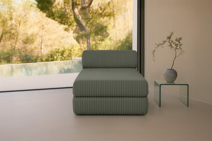 Méridienne convertible et modulable - Velours côtelé XL Vert
