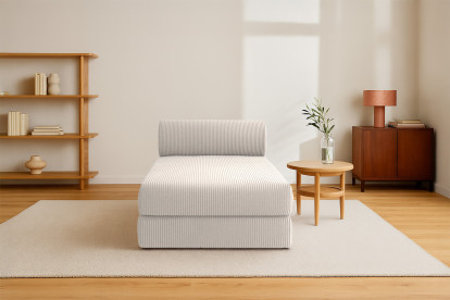 Méridienne convertible et modulable - Velours côtelé Blanc