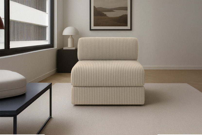 Fauteuil convertible et modulable - Velours côtelé XL Taupe