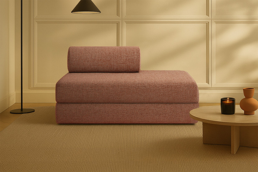 Canapé 2 places convertible et modulable - Tissu tweed Rouge