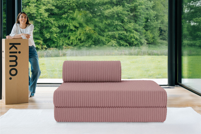 Canapé 2 places convertible et modulable - Velours côtelé XL Rose