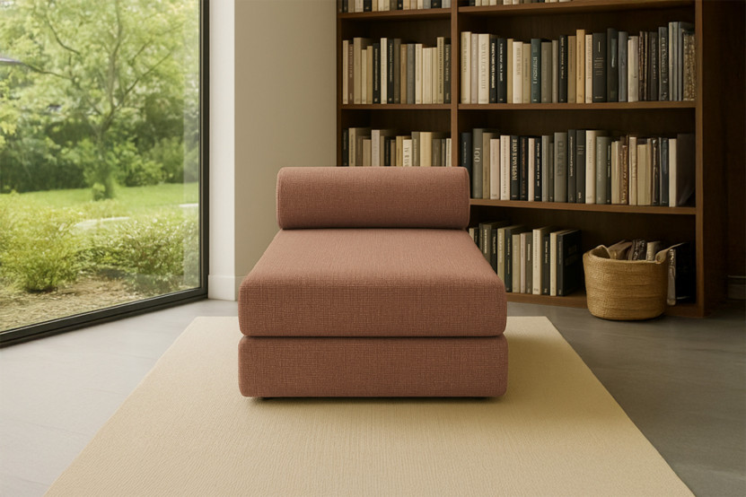 Méridienne convertible et modulable - Tissu tweed Rouge