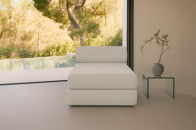 Méridienne convertible et modulable - Velours côtelé XL Blanc